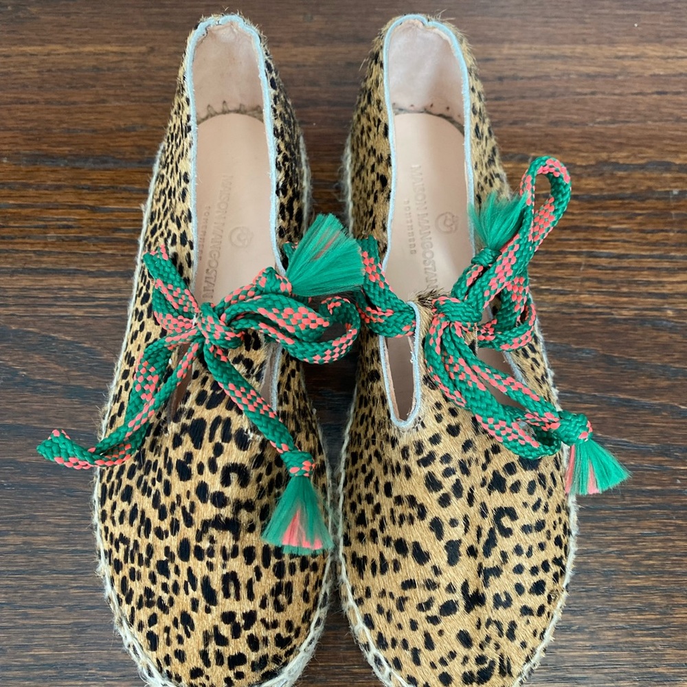 Girls Maison Mangostan espadrille calf hair flats shoes size 29 EU 12 US
